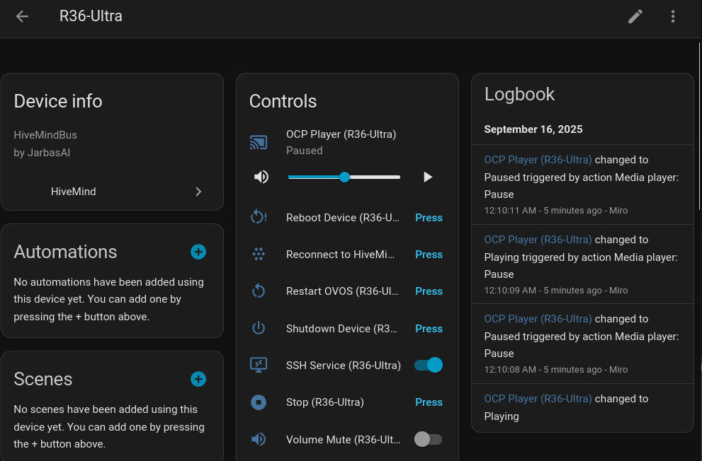R36 device in Home Assistant
