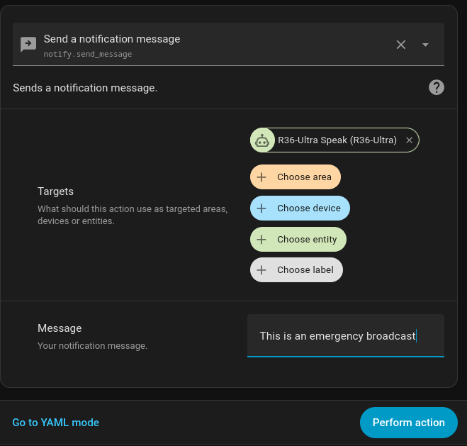 R36 notify in Home Assistant