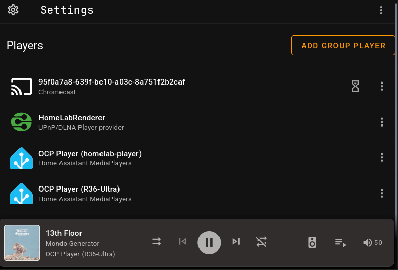 R36 player in Music Assistant